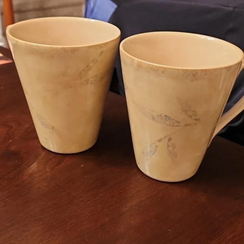 Pier 1 Set of 2 Stoneware Green Mugs